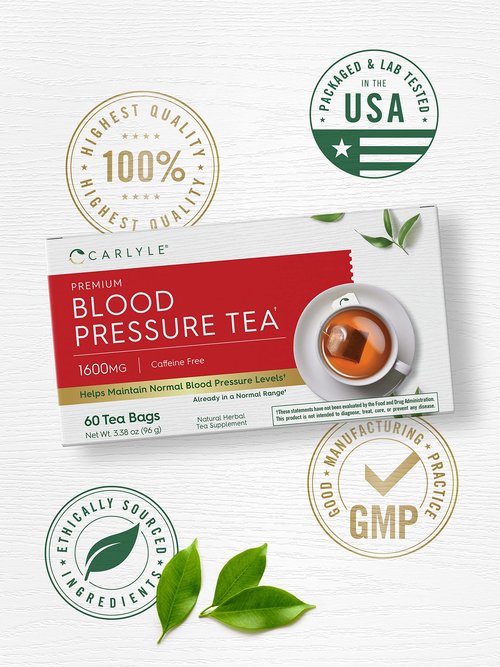 Carlyle Blood Pressure Tea Bags | 60 Count | with Hibiscus Flower | Vegetarian, Non-GMO & Gluten Free, Herbal Tea Supplement