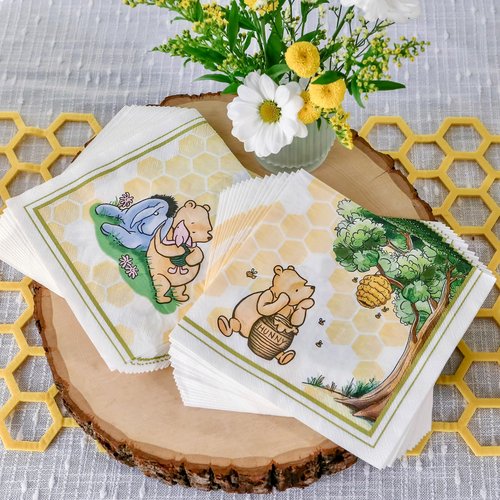 Kate Aspen Honey Bear 78-Piece Winnie Baby Shower Plates and Cups and Napkins Sets for 16 Guests, Classic Winnie Baby Shower Decorations Boy or Girl, Party Paper Plates & Party Supplies