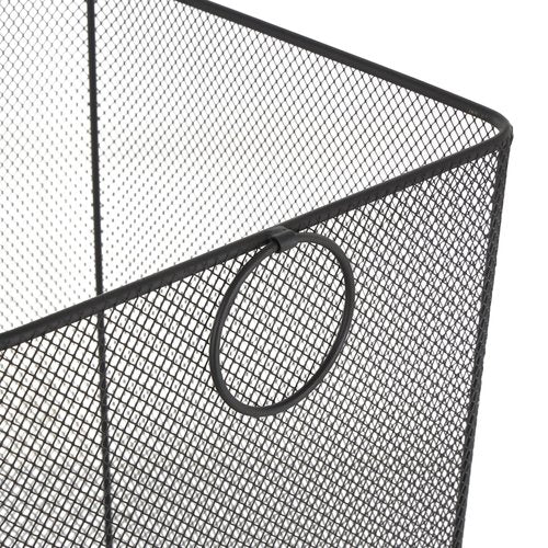 Deco 79 Metal Storage Basket Square Mesh Wire Rolling Laundry with Ring Handles, 17" x 16" x 24", Black