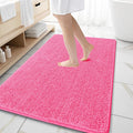 OLANLY Large Bath Rugs - Extra Soft Chenille with Rubber Backing | Quick Dry, Machine Washable, Hot Pink 59x35