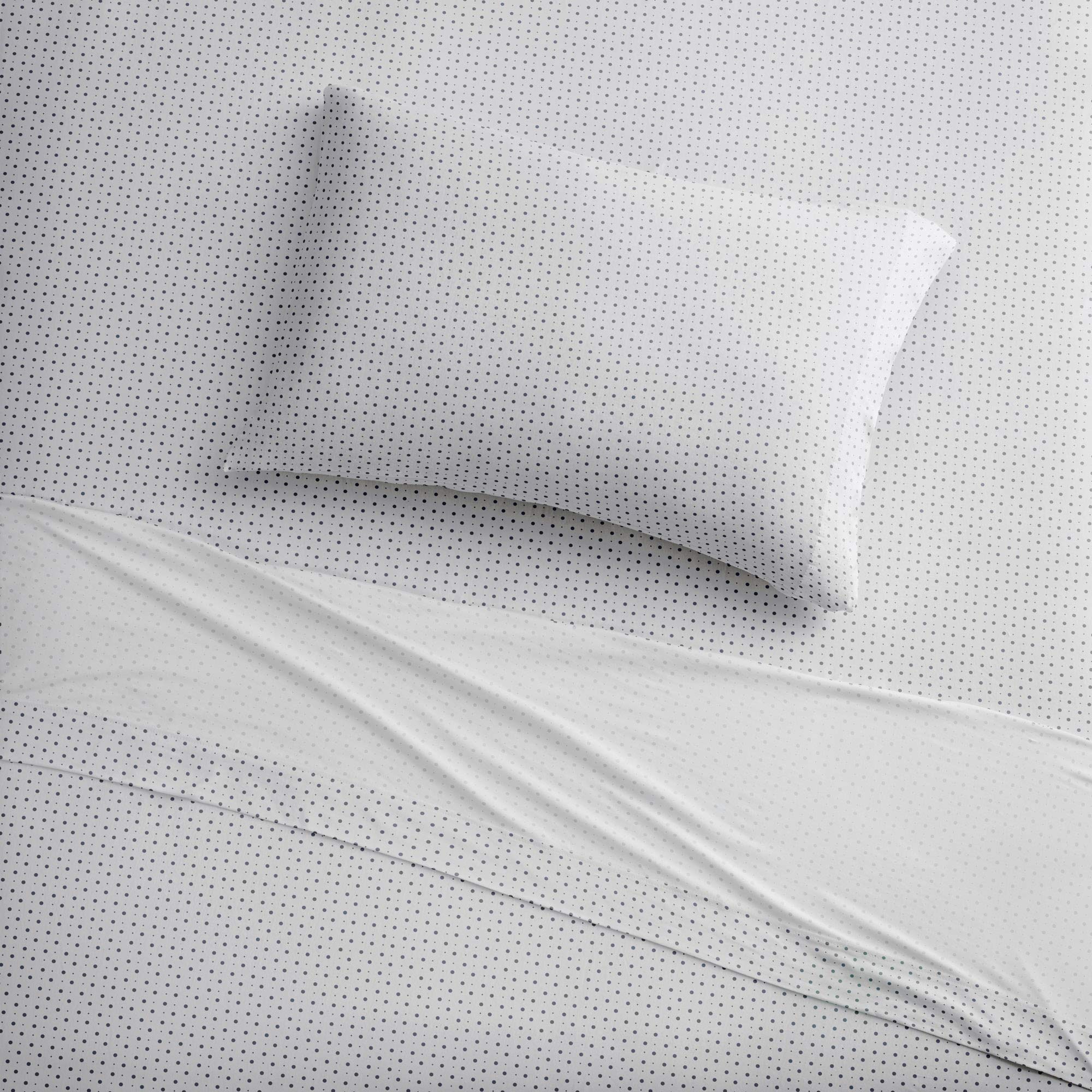 Brielle Home Jersey Knit Cotton Sheet Set - Breathable, Soft, T-Shirt Fabric - Polka Dot Navy, Cal King