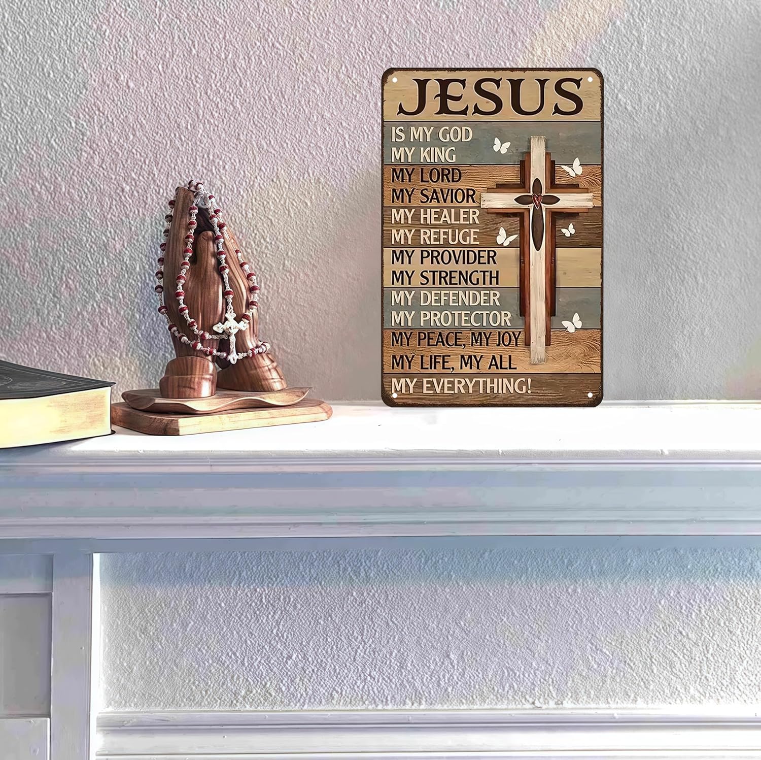 Smilelife Vintage Christian Tin Sign - "Jesus Is My God, My King, My Everything" - 8x12 Inch Religious Wall Art for Home, Office, or Chapel Decor