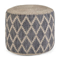 SIMPLIHOME Edgeley Round Pouf - 18 inch Wide Handwoven Jute and Cotton Ottoman in Grey and Natural, Boho-Style Footstool or Extra Seating for Living Room, Bedroom, or Kids Room, Assembled