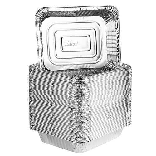 PLASTICPRO Disposable 9 x 13 Aluminum Foil Pans Half Size Deep Steam Table Bakeware - Cookware Perfect for Baking Cakes, Bread, Meatloaf, Lasagna (100)