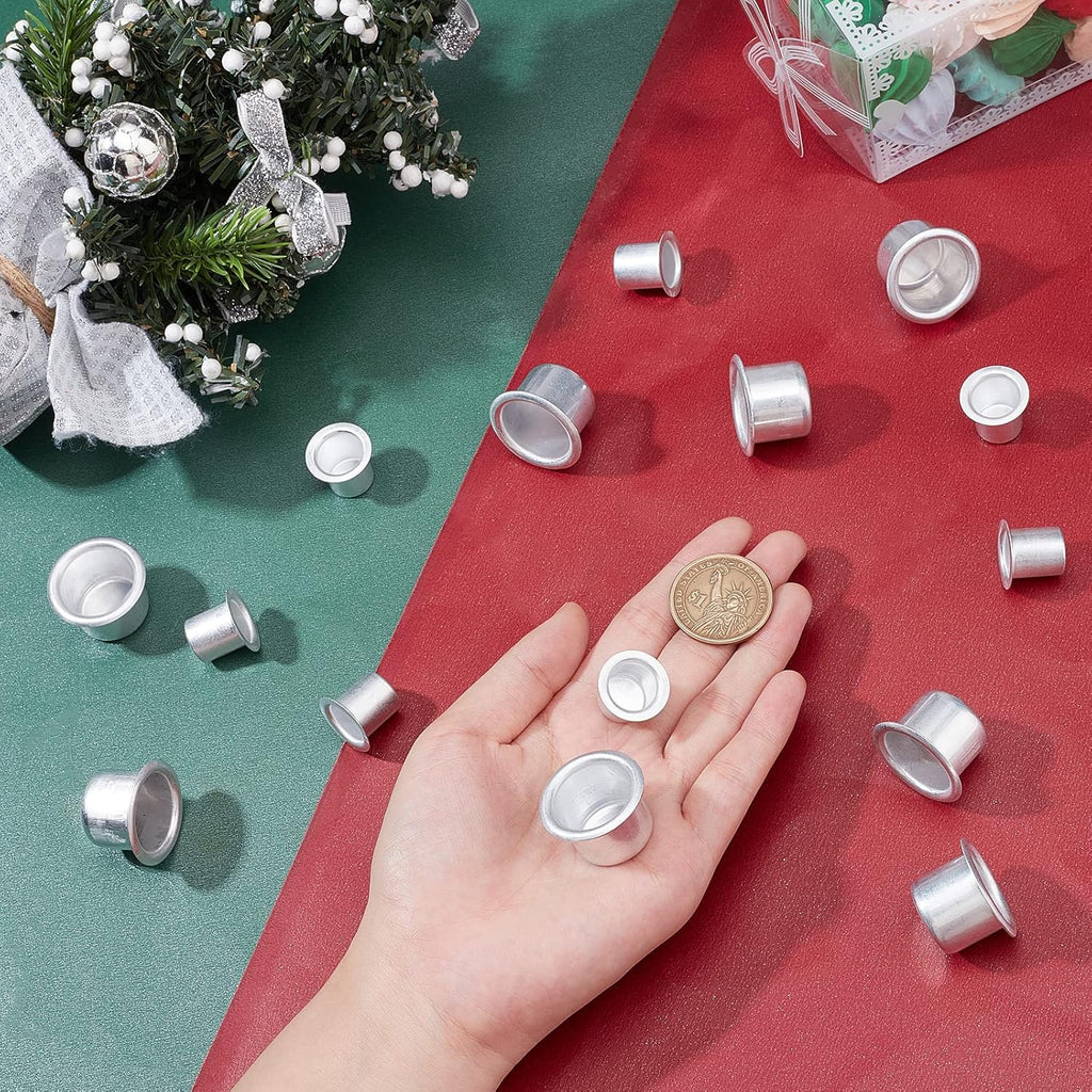 PH PandaHall Mini Metal Candle Holders - 40pcs Aluminum Drip Protectors for Taper Candles | 0.47/0.79 Inch