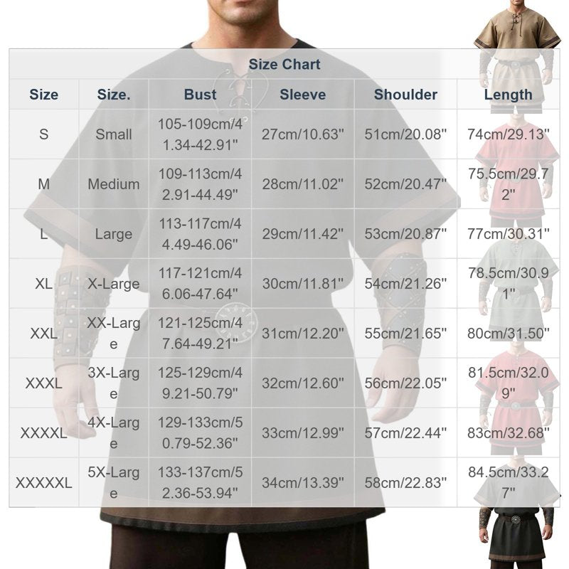 Men's Medieval Viking Surcoat Costume XL Green Short Sleeve Halloween Cosplay