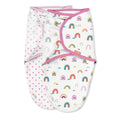 SwaddleMe Original Organic Swaddle 2-pk, 100% Organic Cotton Adjustable Baby Wrap, Small (0-3 Months, 7-14 lbs, up to 26"), Chasing Rainbows