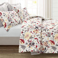 Lush Decor Blooming Garden Reversible 5 Piece Comforter Set, King, Gray