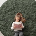 OLANLY Olive Green Round Rug - Soft, Fluffy Shag Area Rug, 6 ft Circle for Bedroom & Living Room Decor