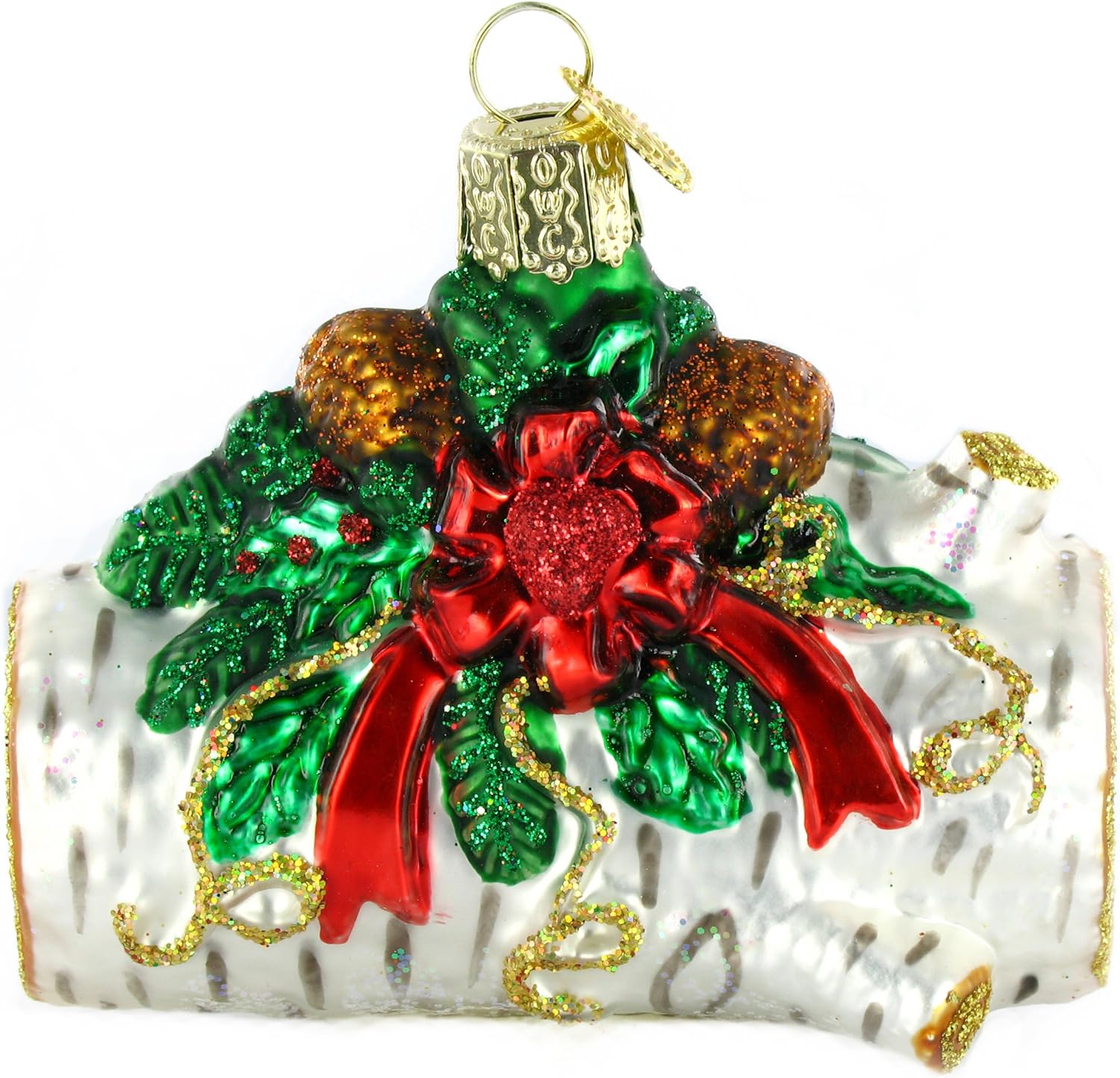 Old World Christmas Yule Log Glass Blown Ornament - Handcrafted Holiday Decoration for Trees