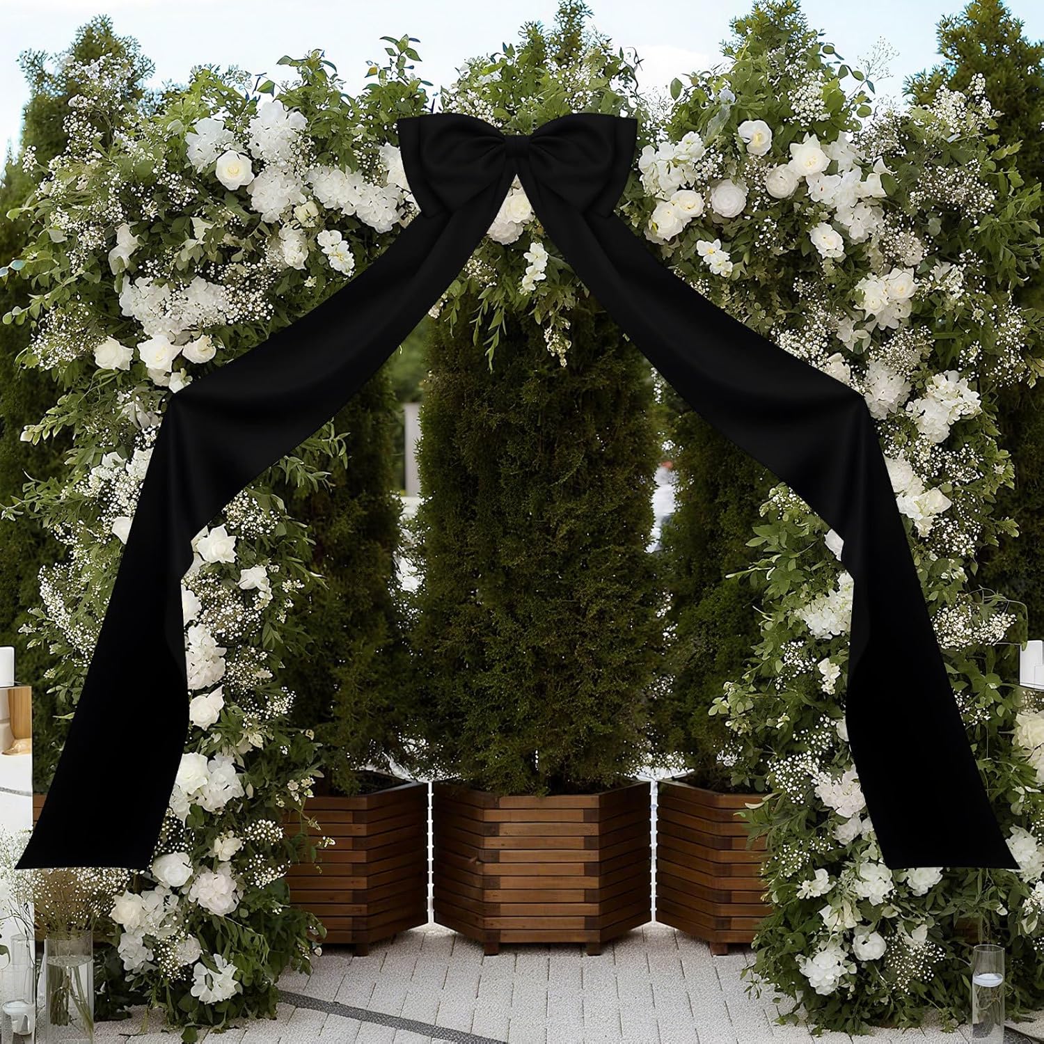 Skiennix Large Satin Bow Decoration - Giant Wall Bows for Weddings & Baby Showers | Black