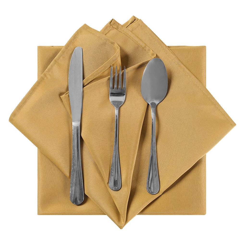 Cloth Napkins 20x20 inch Washable Polyester Dinner Napkins Soft Table Napkins for Wedding Party Dining Banquet(Gold,100PCS)