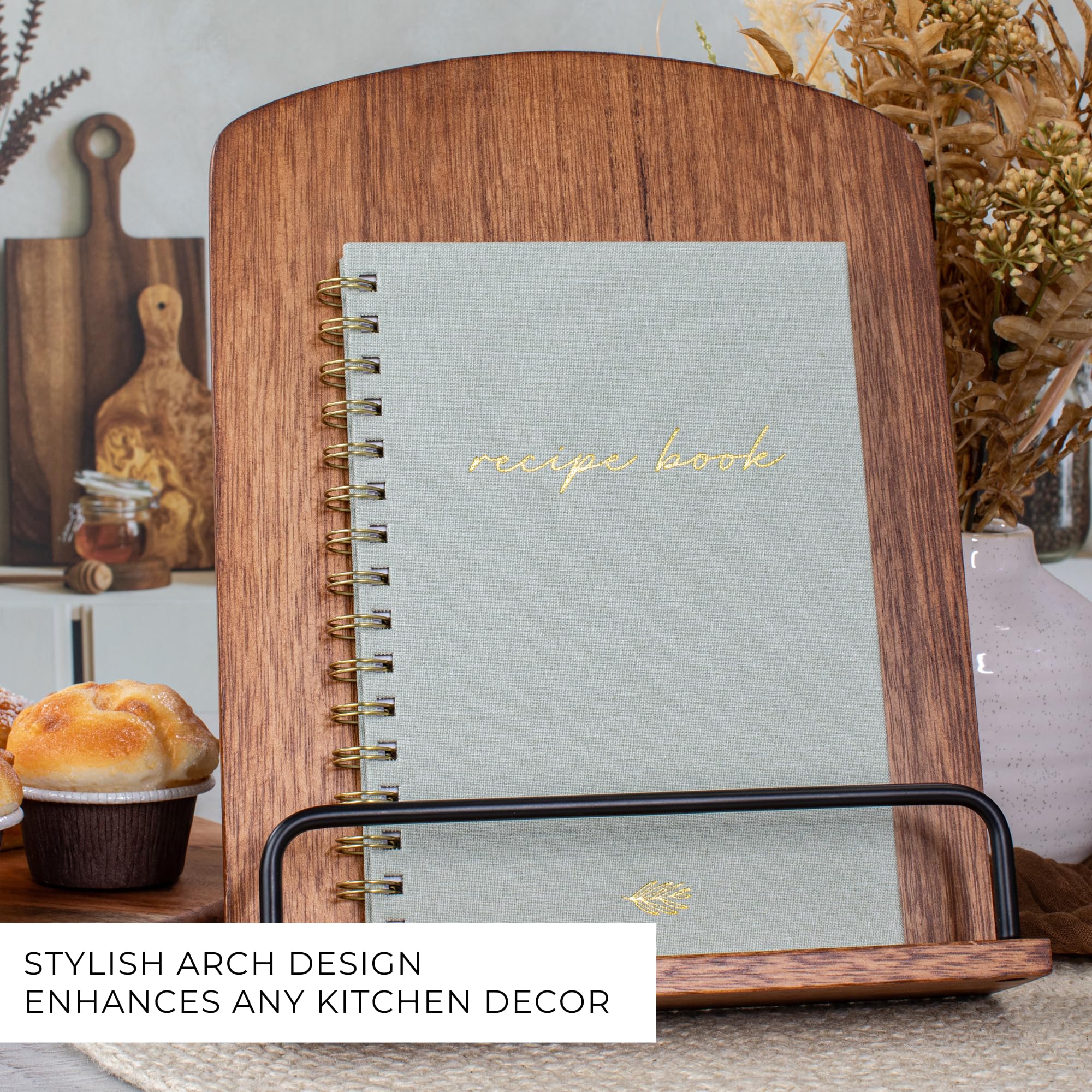 Beautiful Cookbook Stand for Your Kitchen Counter - Solid Wood Stand Easily Keeps Cook or Recipe Books Open for Convenient Cooking - Perfectly Fits Your iPad/Tablet and Enhances Any Kitchen Decor