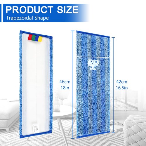 15 Pack Replacement Microfiber Mop Pad – Universal 17-18" Heavy Duty Reusable Refill – Thick Commercial Cleaning Pad for Wet & Dry Use - 18in Flat Mop Head (Trapezoid)