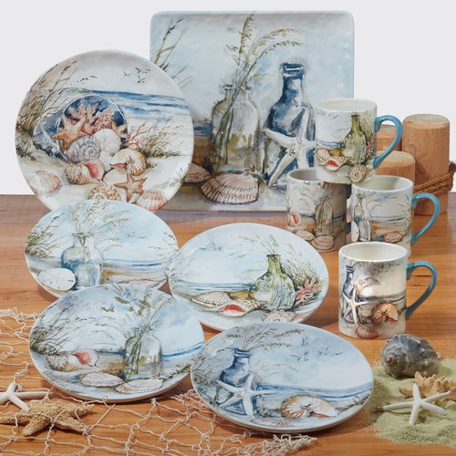 Certified International Coastal Landscape 9" Salad/Dessert Plates, Assorted Designs, Multicolor, Medium, Set of 4 (Pack of 2)
