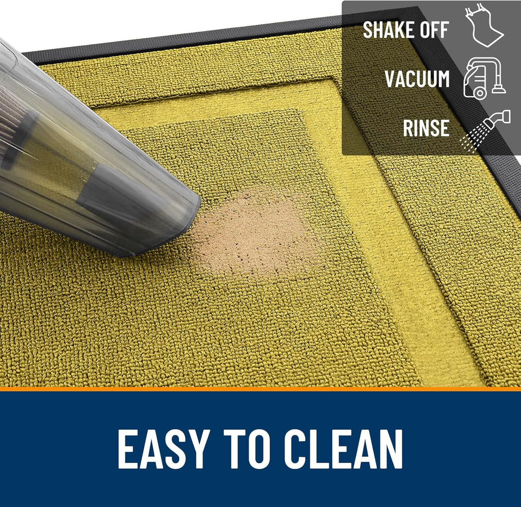 OLANLY Indoor Outdoor Front Door Mat - Waterproof All-Season Doormat, Easy Clean, 29.5x17, Lime Green