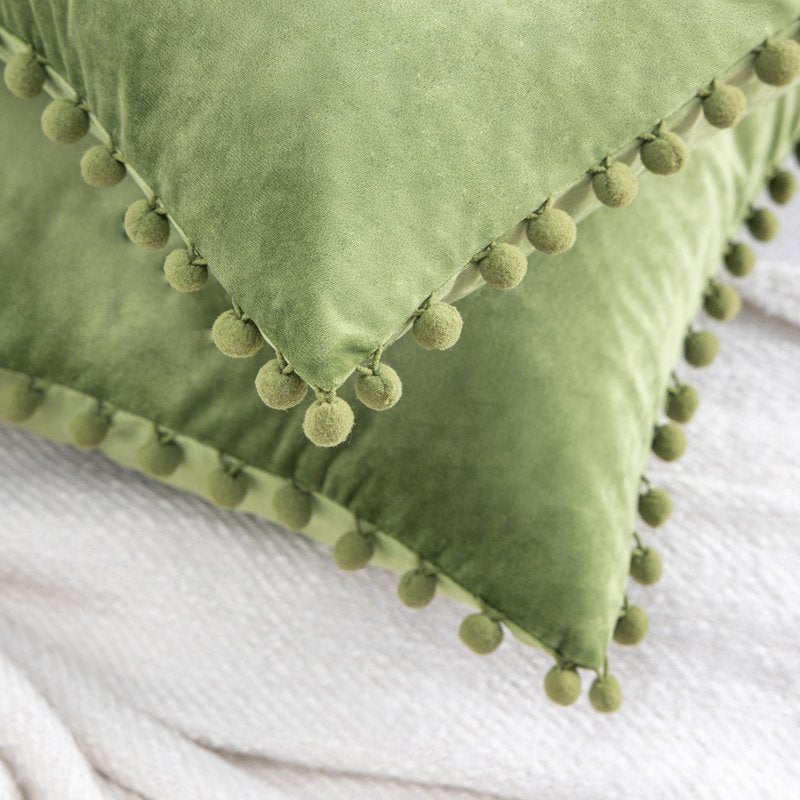 Green Velvet Throw Pillow Set with Insert - 20x20 Inches, 2 Pack