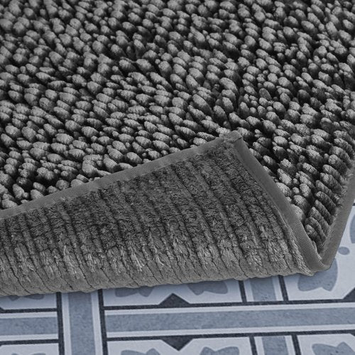 Laura Ashley Butter Chenille Bath Rug, Absorbent Shaggy Bathroom Mat, Non Slip Plush Carpet Rugs for Tub and Sink - (20" x 34") Charcoal