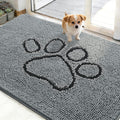 OLANLY Dog Door Mat - Absorbent Non-Slip Mud Mat for Muddy Paws | 48x30 Grey Chenille Design