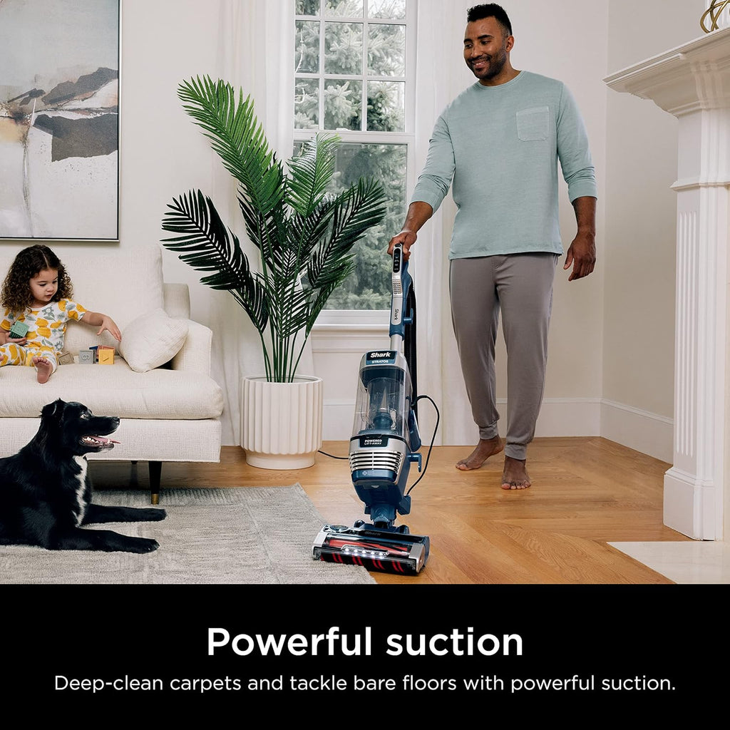 Shark AZ3002 Stratos Upright Vacuum - DuoClean PowerFins & HairPro | Self-Cleaning Brushroll, Navy