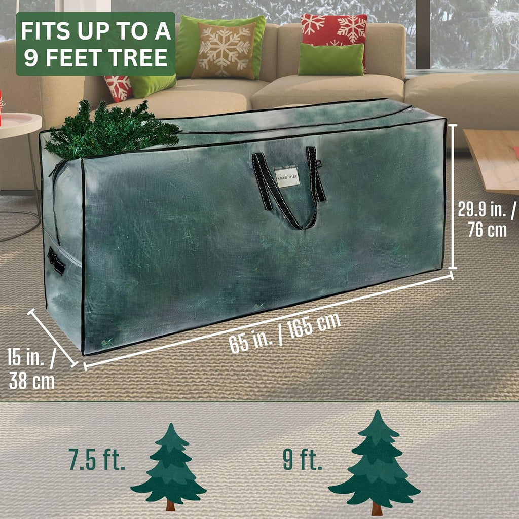 VENO Clear Christmas Tree Storage Bags - Heavy Duty 9 Ft Capacity with Zipper & Durable Handles | 2 Pack