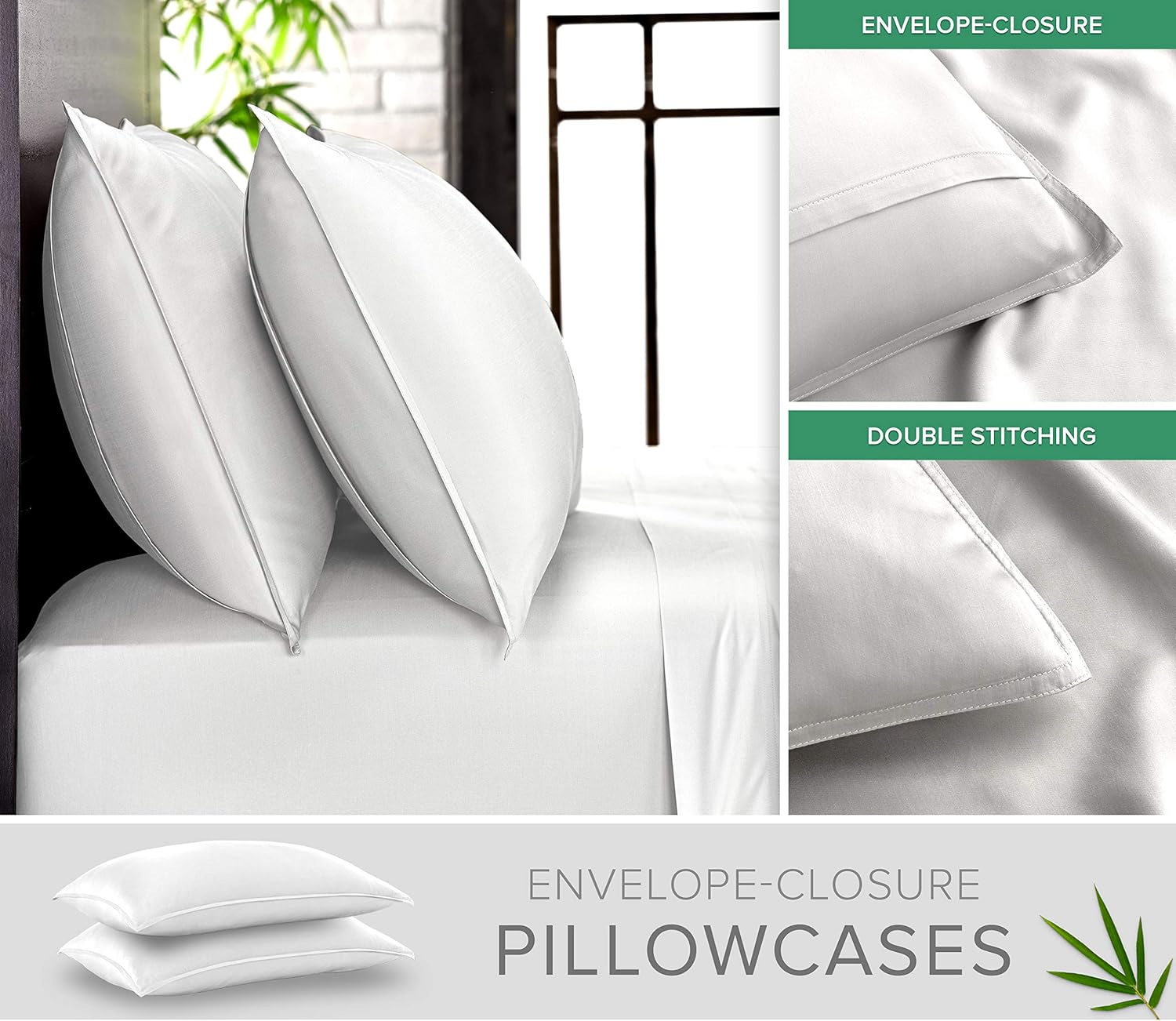 Pure Bamboo King Sheets - 100% Organic Viscose Bed Sheet Set, Soft & Cooling | White, 2-Pack