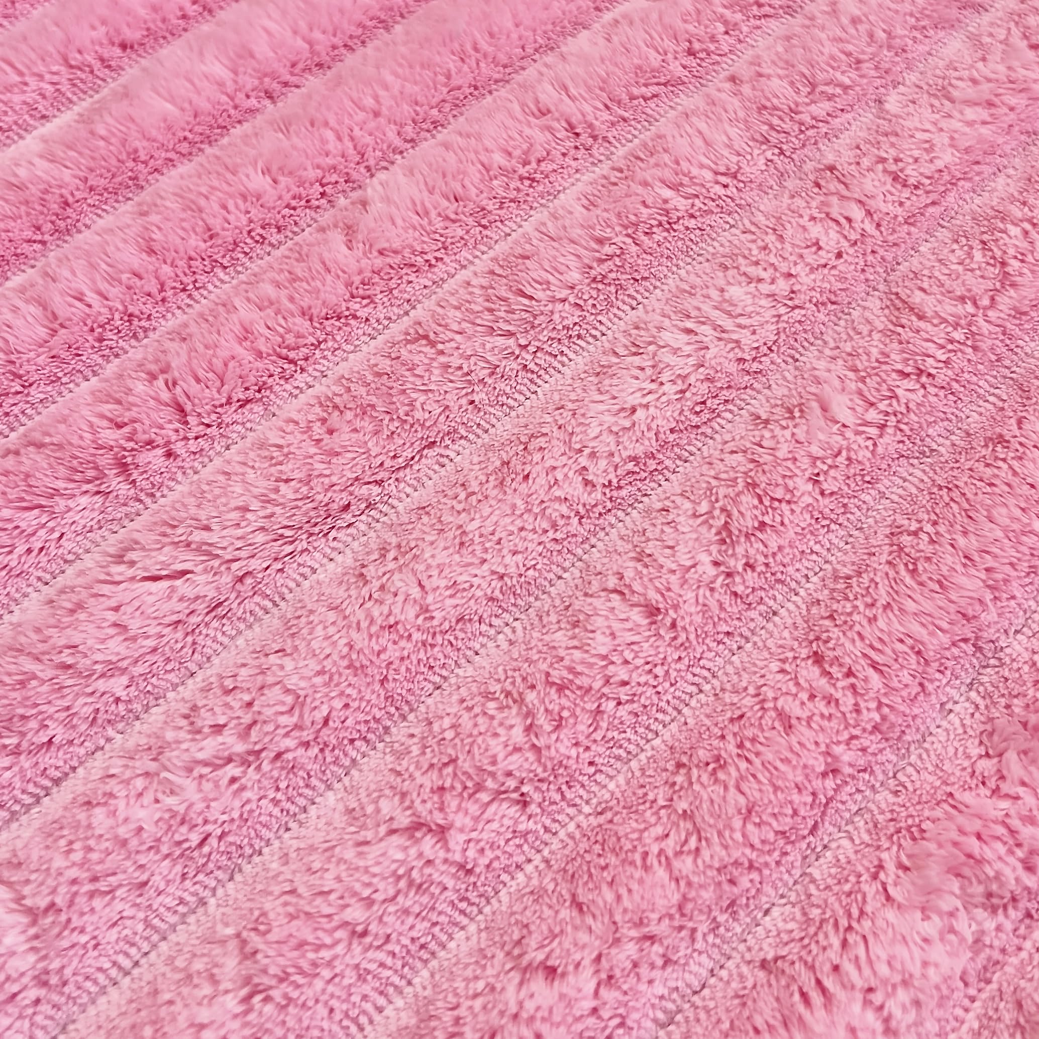 Light Pink Faux Fur Striped Plush Area Rug for Bedroom Living Room Sofa,8'x10' Fluffy Shaggy Rectangular Square Rug for Kids Teen Girls Room,Furry Carpet Rug for Nursery Baby Room