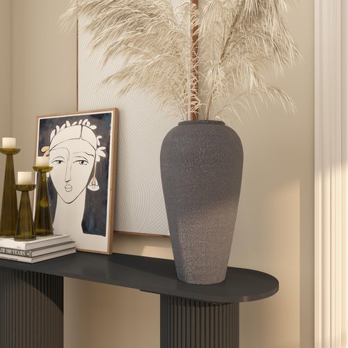 Deco 79 Ceramic Decorative Vase Textured Centerpiece Vase, Flower Vase for Home Decoration 10" x 10" x 20", Black