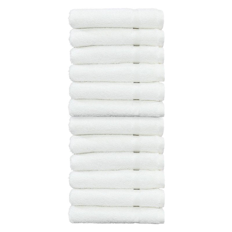 Turkish Cotton Washcloths Set of 12 - White Hotel & Spa Quality