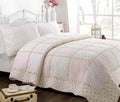 Cozy Line Home Fashions Floral Light Pink True Patchwork 100% Cotton Girl Quilt Bedding Set, Reversible Coverlet Bedspread (Sweet Peach, Twin - 2 Piece)