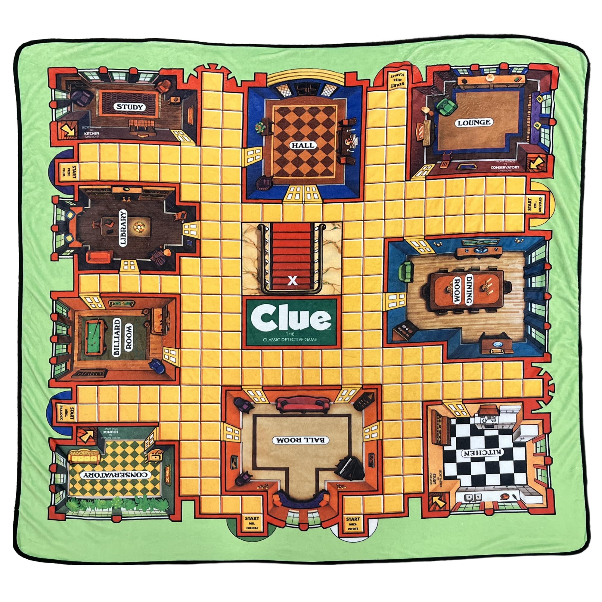 Surreal Entertainment Clue Game Board | Clue Throw Blanket | Oversized Clue Game Board | Giant Clue Floor Board Game | 60 X 60 Inches | Officially Licensed