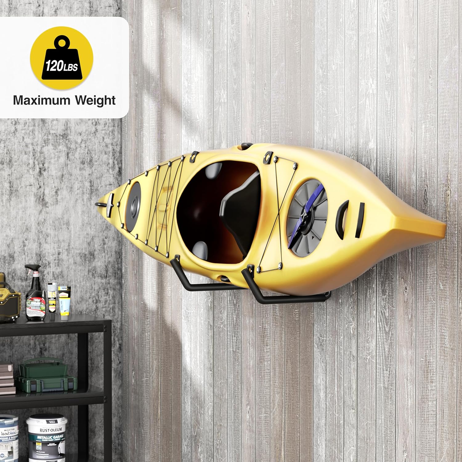 Niffgaff Heavy Duty Garage Storage Hooks - 120 LB Capacity Wall-Mounted Rack for Kayaks, Ladders & Bikes