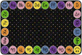 Flagship Carpets Smiley Abc's Educational Area Rug for Kids Room Seating Décor, Children's Classroom, Play Carpet for Teaching and Playroom, 4' x 6', Black
