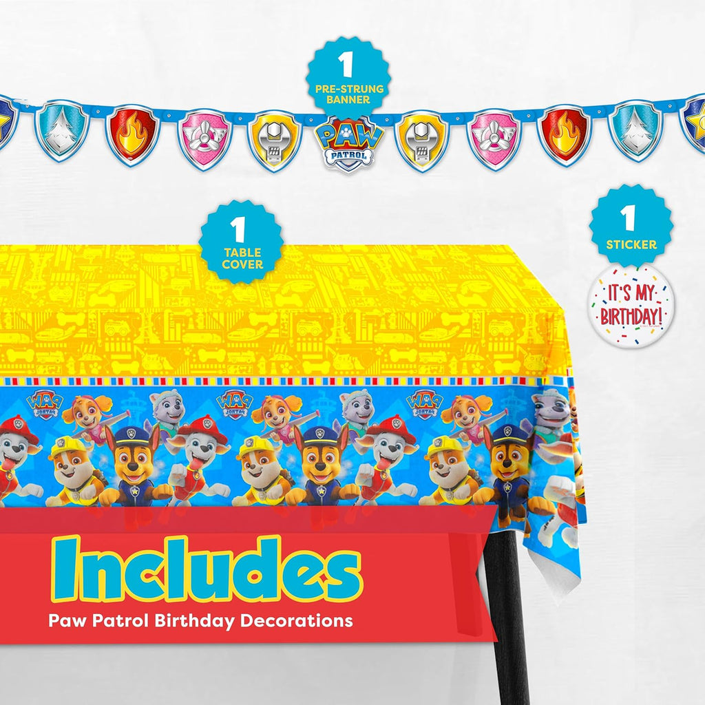 Paw Patrol Tablecloth & Birthday Banner - Officially Licensed Party Decorations | Fun & Festive Design