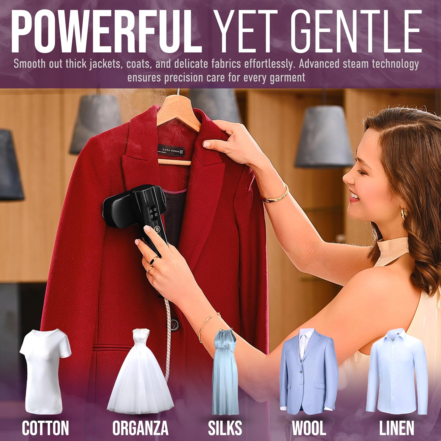 Travel Garment Steamer by [Brand Name] - 1200W Handheld Clothes Steamer with 4 Modes & 20s Fast Heating - Portable Wrinkle Remover for Home & Travel - Black