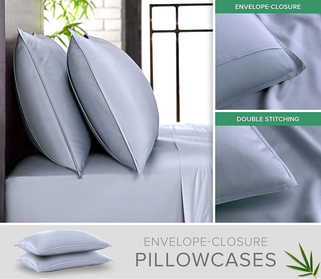 Pure Bamboo California King Sheets - 100% Organic Viscose Bed Set, Soft & Cooling | Sterling Blue