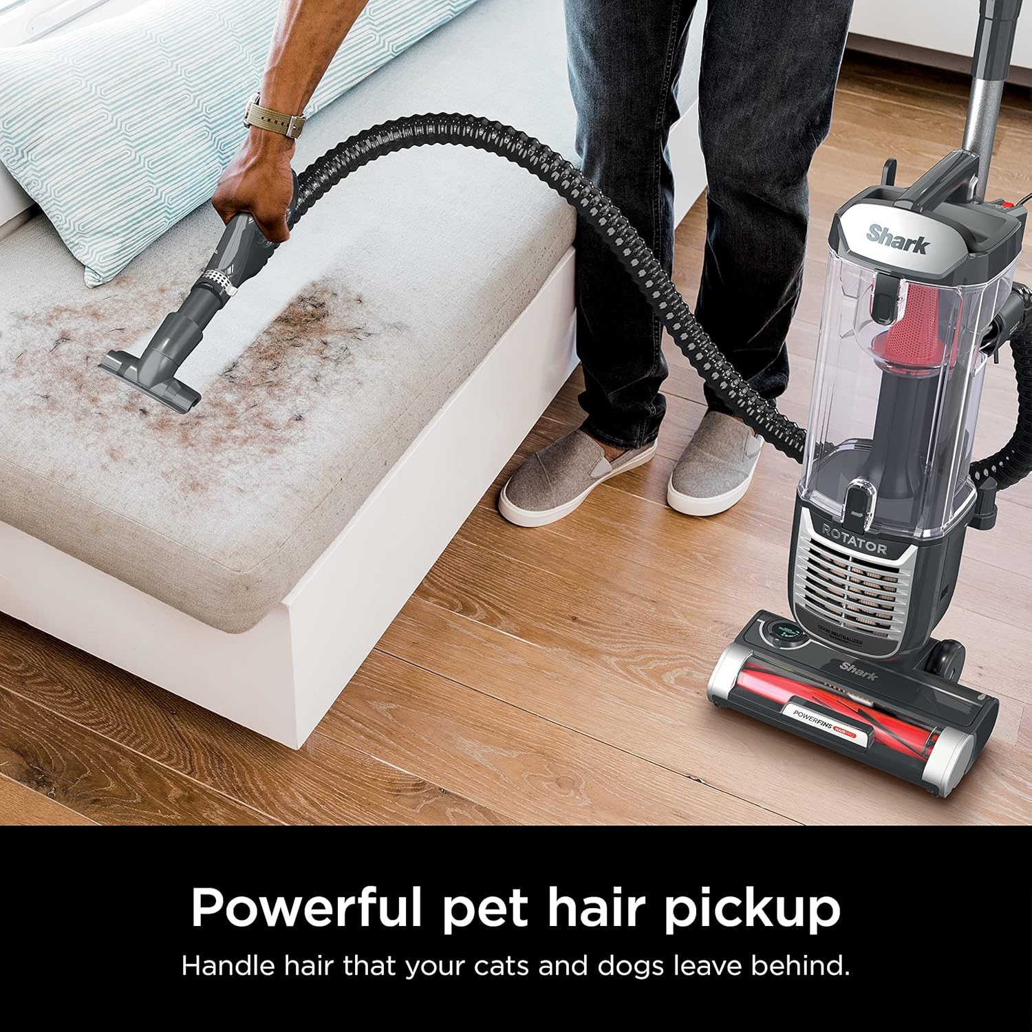 Shark ZU102 Pet Upright Vacuum - PowerFins HairPro & Odor Neutralizer, Charcoal, 2.9L Dust Cup