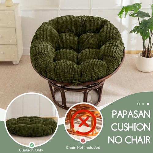 HIGOGOGO Papasan Chair Cushion with Thick Corduroy Cover (Without Chair), Supportive Cushion, Caput Mortuum, 48 x 48 Inch