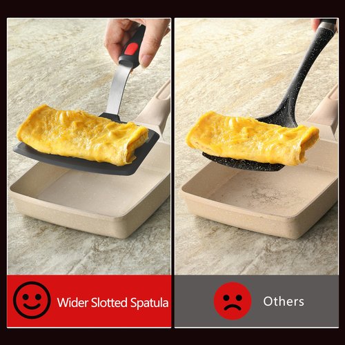 KCKHFA Silicone Wide Spatula, Slotted Turner for Cooking or Baking, Large Pancake Spatula for Egg, Fish, Steak, Flipping and Wok Use, Dishwasher Safe