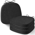 AddGrace Set of 6 Chair Cushions for Metal Dining Chairs 14x14 Chair Pads with Ties Non Slip Thick Seat Cushions with Textured and Removable Cover (4, Black)