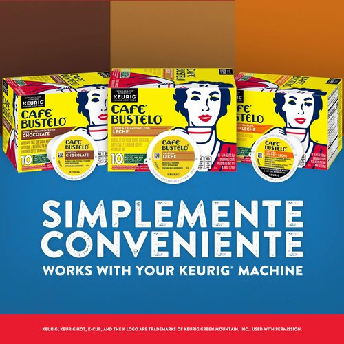 Café Bustelo Café con Leche Flavored Espresso Style Coffee, 96 Keurig K-Cup Pods