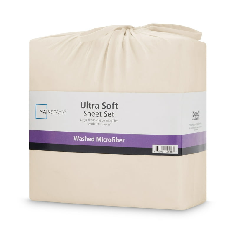 Mainstays King Enzyme Washed Microfiber Bed Sheet Set - Vanilla Dream 4 Pieces