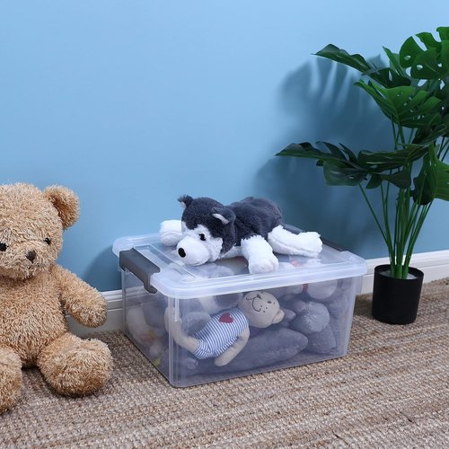 Citylife 17 QT Plastic Storage Bins - Stackable Organizing Containers with Latching Lids | 4 Pack