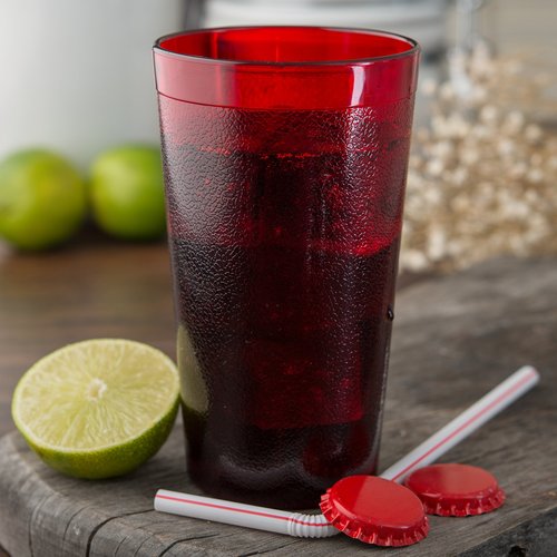 Carlisle FoodService Products Stackable Tumbler Plastic Tumbler with Pebbled Exterior for Restaurants, Catering, Kitchens, Plastic, 13.4 Ounces, Ruby, (Pack of 72)