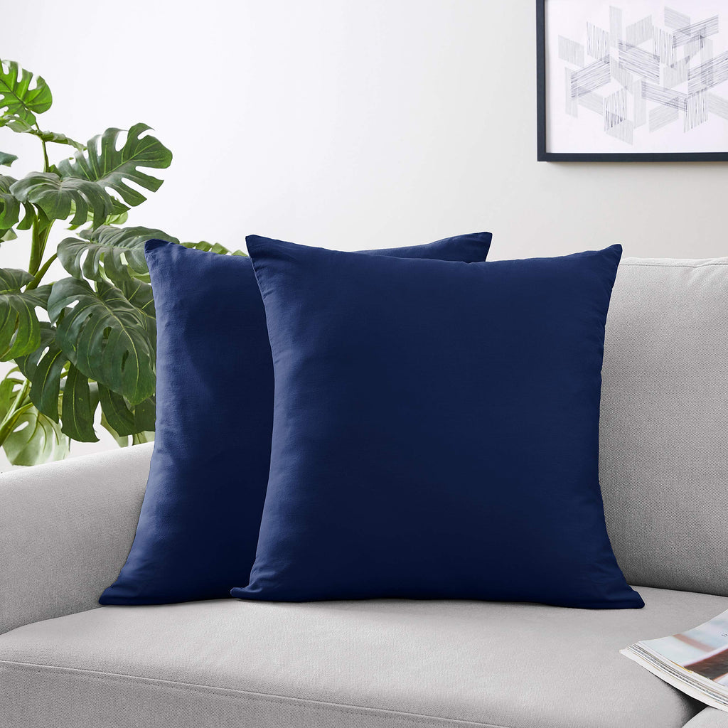 Sweet Jojo Designs Navy Blue Boy Girl Unisex/Gender Neutral Decorative Throw Pillow Covers for Couch Bed Square Home Decor Accent Case Set of 2 18x18 Pillows NOT Included Blue Orange Stripe Collection