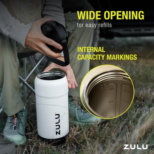 ZULU Goals 101oz Vacuum Triple Wall Insulated | Large Stainless Steel Water Bottle Thermoses with Carry Handle | Chug and Straw Spout | Travel, Gym, Hiking, Camping | 120 Hours Cold | White