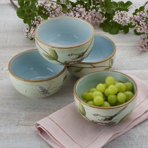 Fitz & Floyd Fitz and Floyd Toulouse Small Fruit Bowls, Set of 4, 5-Inch, Green