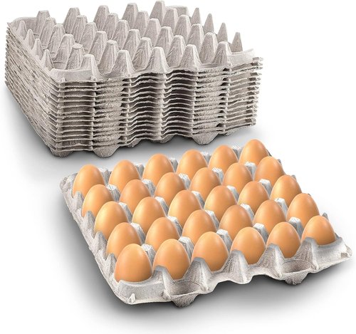 MT Products Pulp Fiber Egg Cartons - Holds 30 Eggs | Durable Egg Crate for Chicken Farms (Pack of 15)