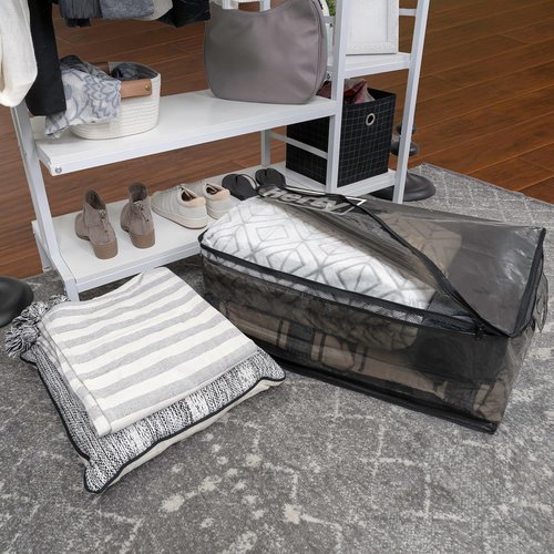 Hefty Extra Large Storage Bags - Heavy Duty Water Resistant Moving Totes with Shoulder Straps | 2 Pack (Black)