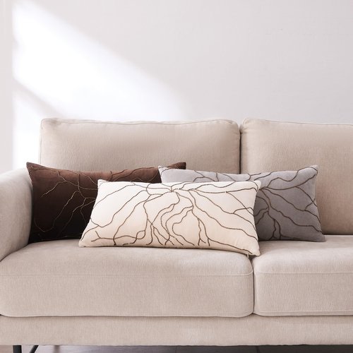 Lush Decor x Chuks Collins Roots Velvet Decorative Pillow Cover Single 12" W x 22" L Cream - 12x22 Pillow Cover - Luxury Throw Pillows for Bed, Couch or Chair - Luxury Home Decor